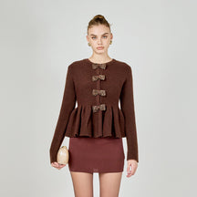 ENDLESS ROSE - Bow Trim Flared Cardigan - SWEATERS & KNITS available at Objectrare