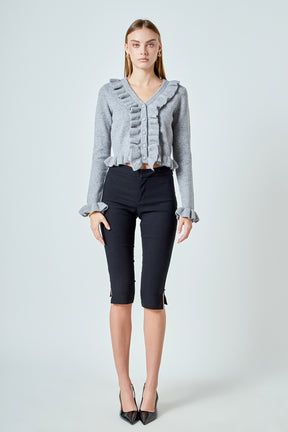 ENDLESS ROSE - Ruffled V-Neck Cardigan - SWEATERS & KNITS available at Objectrare