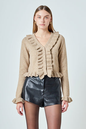 ENDLESS ROSE - Ruffled V-Neck Cardigan - SWEATERS & KNITS available at Objectrare