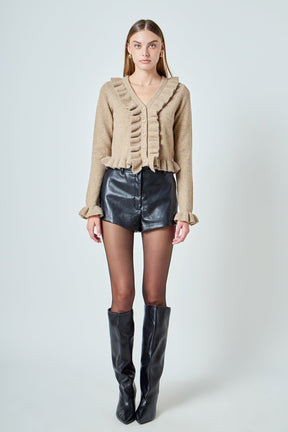 ENDLESS ROSE - Ruffled V-Neck Cardigan - SWEATERS & KNITS available at Objectrare