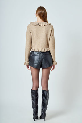 ENDLESS ROSE - Ruffled V-Neck Cardigan - SWEATERS & KNITS available at Objectrare