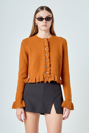 ENDLESS ROSE - Ruffle Cropped Cardigan - SWEATERS & KNITS available at Objectrare