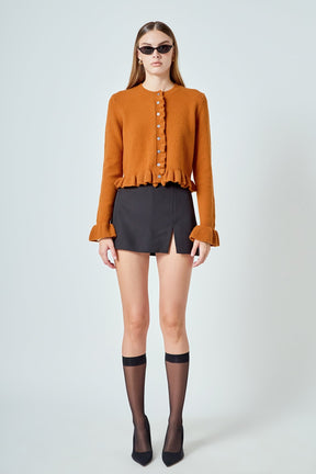 ENDLESS ROSE - Ruffle Cropped Cardigan - SWEATERS & KNITS available at Objectrare