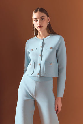 ENDLESS ROSE - Knit Long Sleeve Cardigan with Pockets - SWEATERS & KNITS available at Objectrare