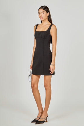 ENDLESS ROSE - Back Bow Sleeveless Mini Dress - DRESSES available at Objectrare