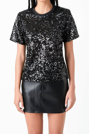 GREY LAB - Grey Lab - Sequin Shoulder Padded Top - TOPS available at Objectrare