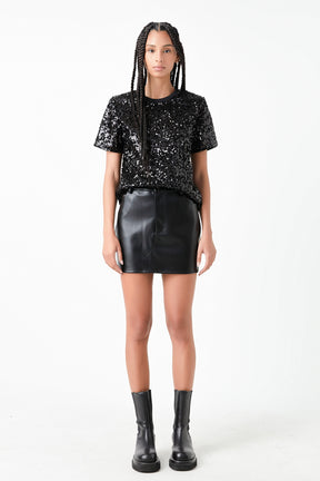 GREY LAB - Sequin Shoulder Padded Top - TOPS available at Objectrare