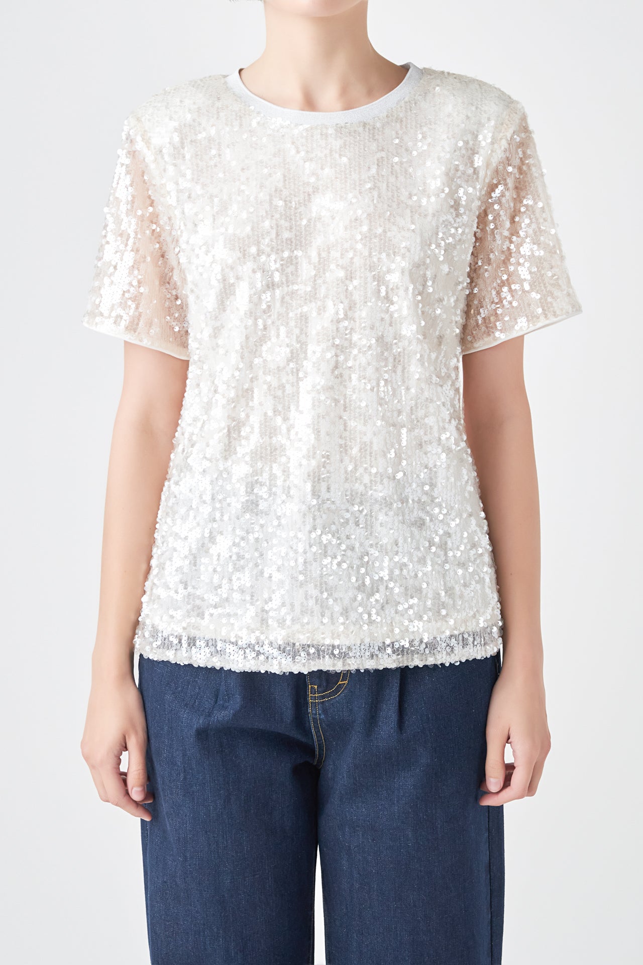 GREY LAB - Grey Lab - Sequin Shoulder Padded Top - TOPS available at Objectrare