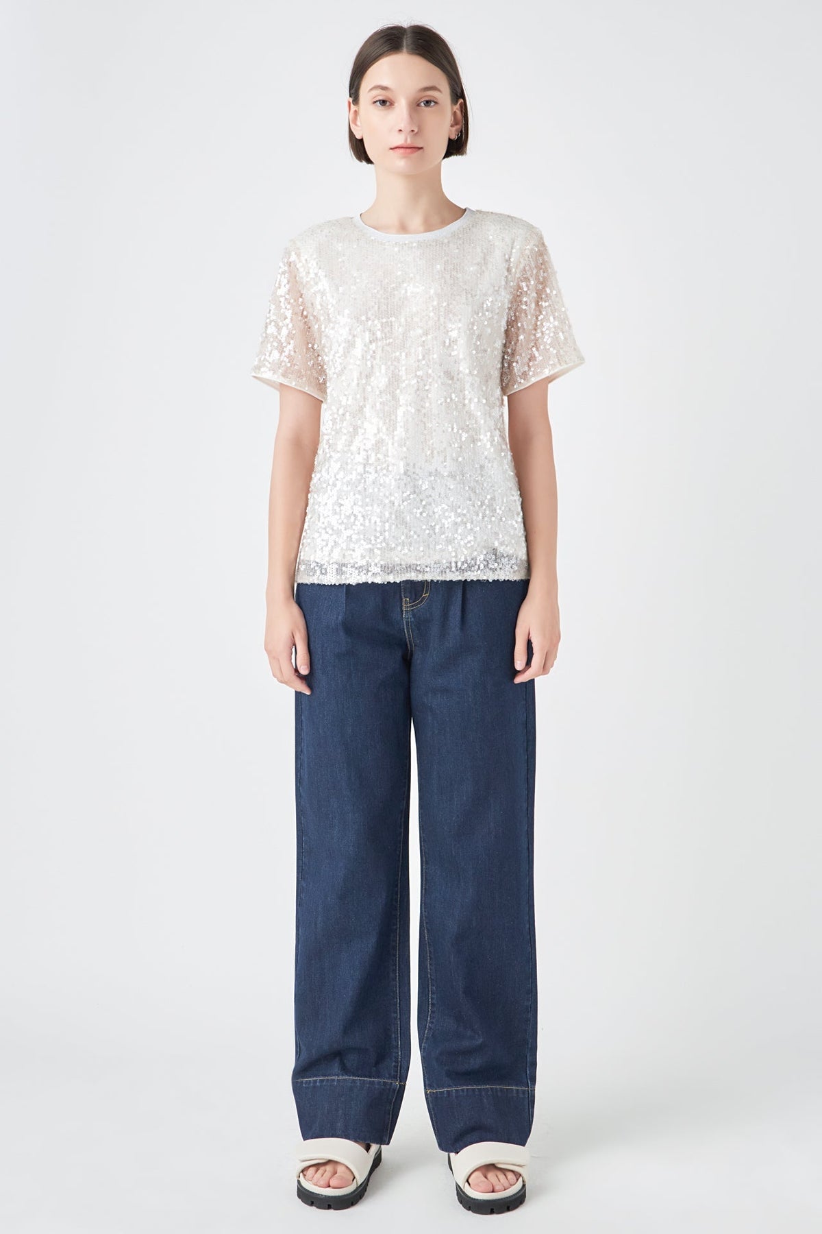 Grey Lab - Sequin Shoulder Padded Top