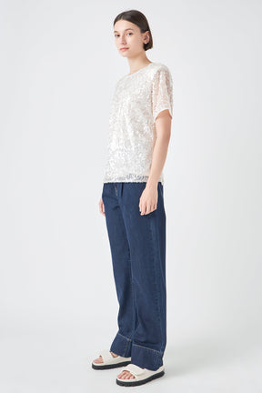 GREY LAB - Sequin Shoulder Padded Top - TOPS available at Objectrare