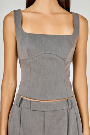 Back Bow Sleeveless Fitted Top