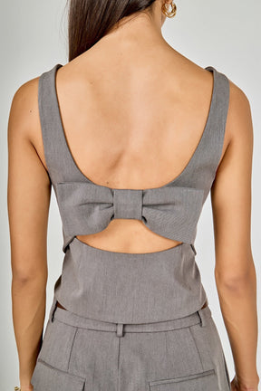 Back Bow Sleeveless Fitted Top
