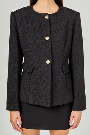 ENDLESS ROSE - Round Neck Blazer - BLAZERS available at Objectrare