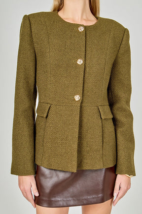 ENDLESS ROSE - Round Neck Blazer - BLAZERS available at Objectrare