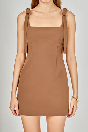 ENDLESS ROSE - Bow Tie Scoop Neck Mini Dress - DRESSES available at Objectrare