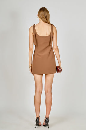 ENDLESS ROSE - Bow Tie Scoop Neck Mini Dress - DRESSES available at Objectrare