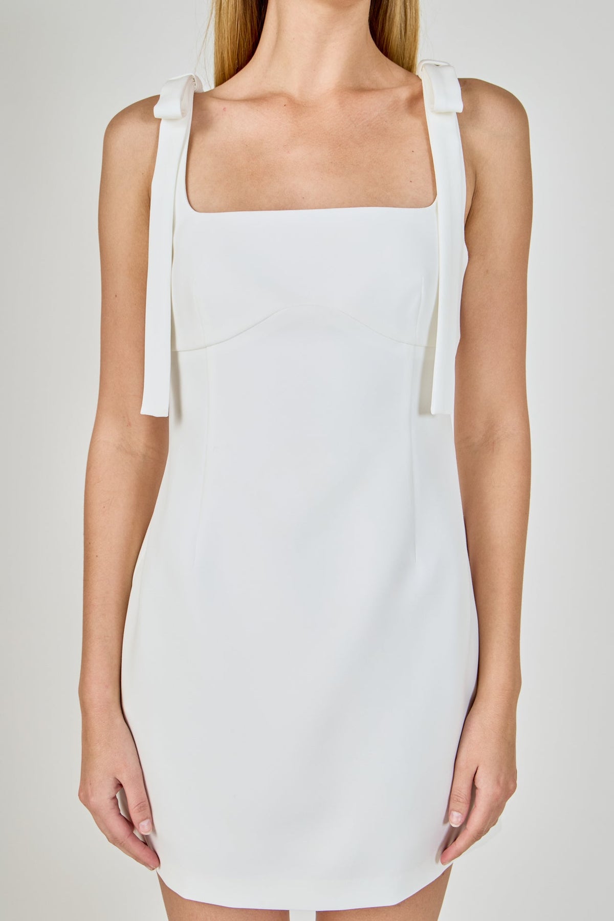 Bow Tie Scoop Neck Mini Dress