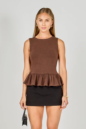 ENDLESS ROSE - Peplum Knit Top - TOPS available at Objectrare