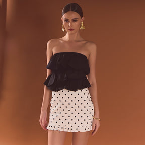 Polka Dot Mini Ruffle Skirt