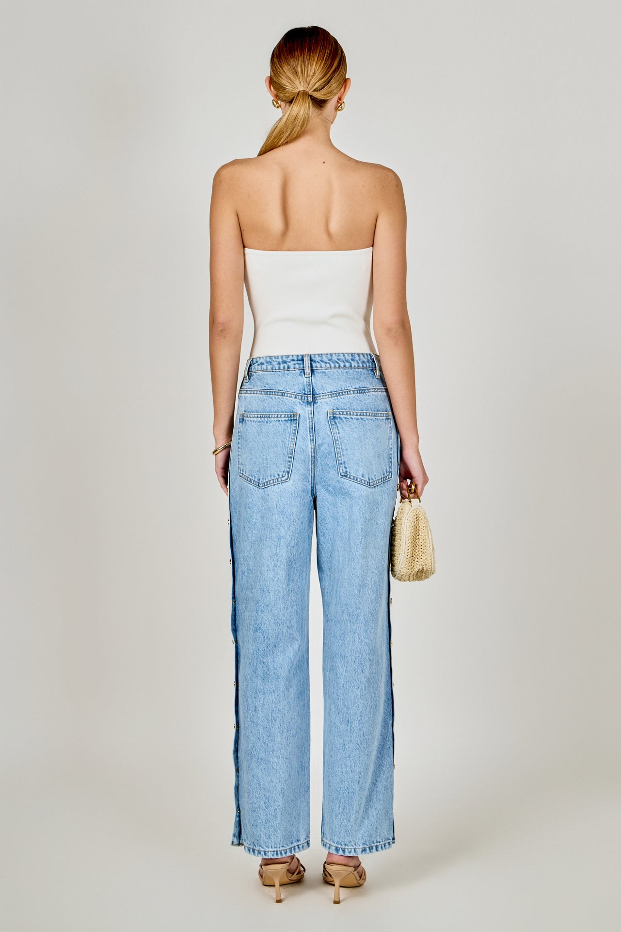 ENDLESS ROSE - Mid-Waisted Side Buttoned Jeans - PANTS available at Objectrare