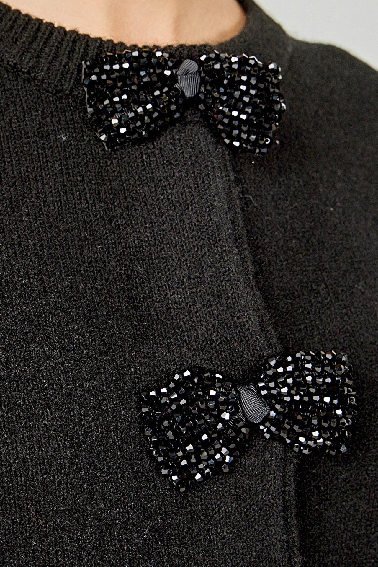 Round Neck Bow Trim Cardigan