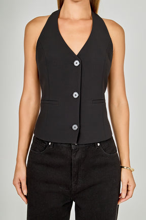 Halter Neck Open Back A-Line Vest