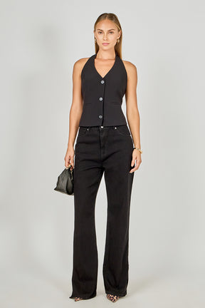 Halter Neck Open Back A-Line Vest