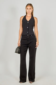 ENDLESS ROSE - Halter Neck Open Back A-Line Vest - TOPS available at Objectrare