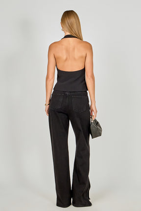 Halter Neck Open Back A-Line Vest