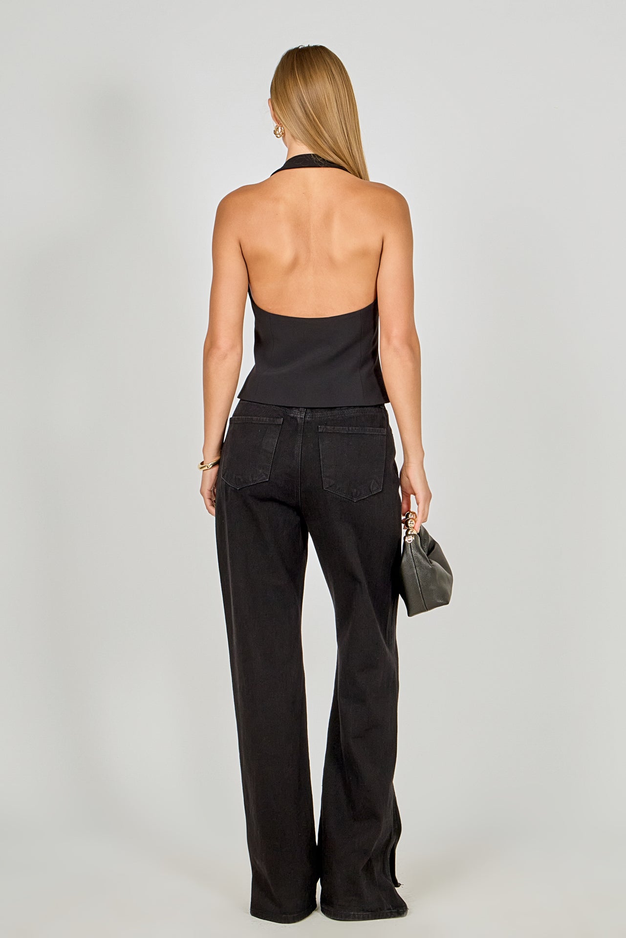 ENDLESS ROSE - Halter Neck Open Back A-Line Vest - TOPS available at Objectrare