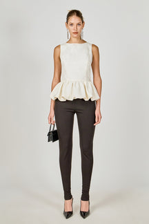 ENDLESS ROSE - Jacquard Sleeveless Peplum Top - TOPS available at Objectrare