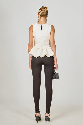 ENDLESS ROSE - Jacquard Sleeveless Peplum Top - TOPS available at Objectrare