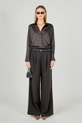 ENDLESS ROSE - Pleated Wide Trousers - PANTS available at Objectrare