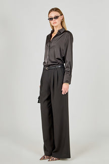 ENDLESS ROSE - Pleated Wide Trousers - PANTS available at Objectrare