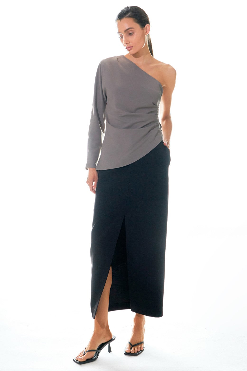 GREY LAB - Asymmetric Ruched Top - TOPS available at Objectrare