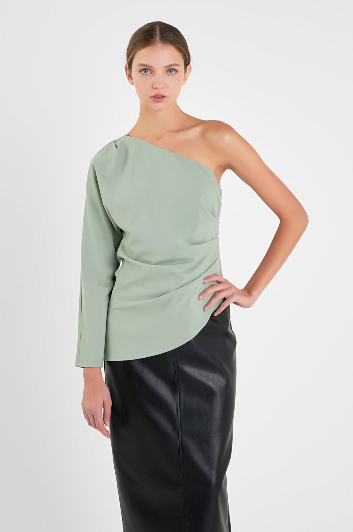 GREY LAB - Asymmetric Ruched Top - TOPS available at Objectrare