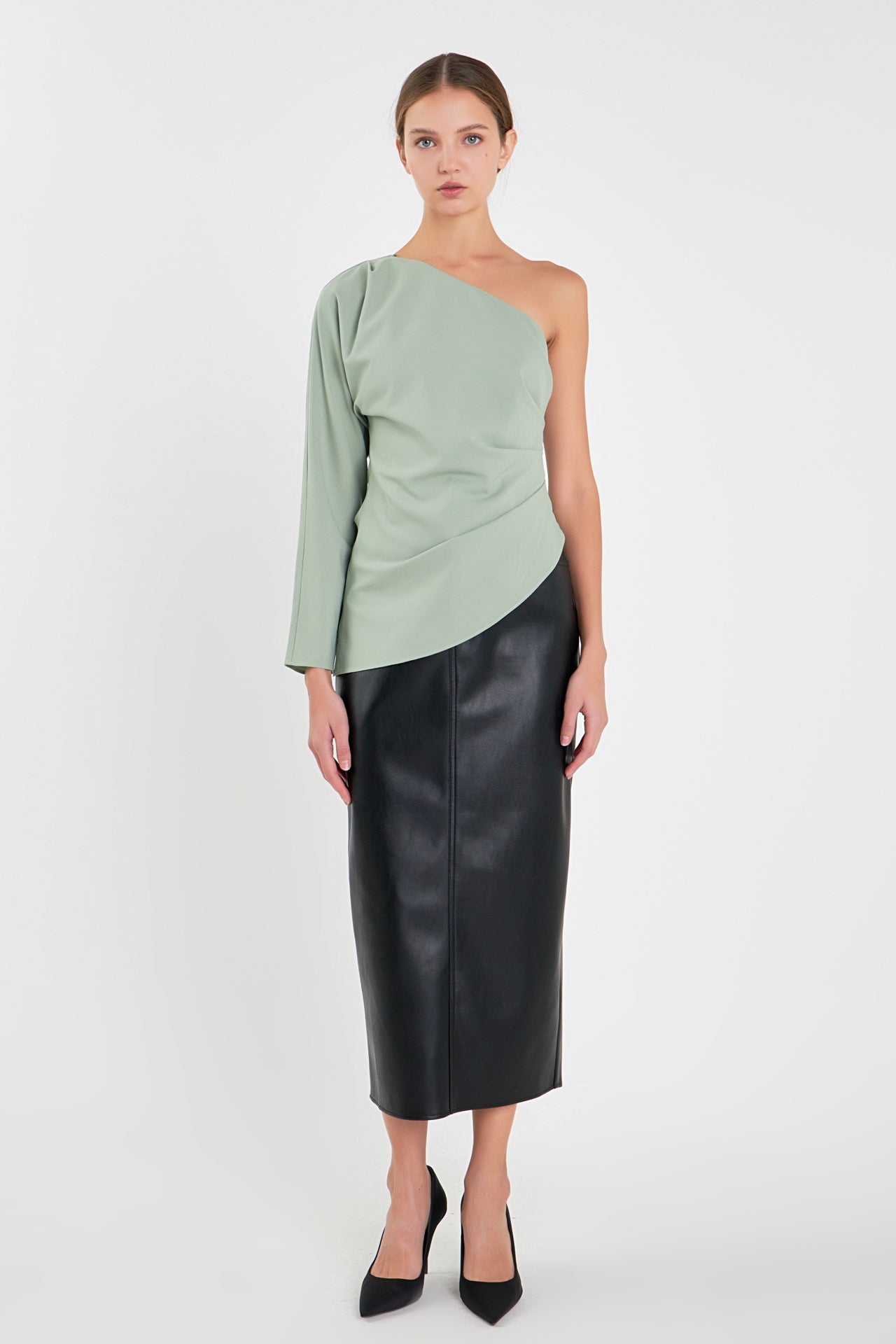 GREY LAB - Asymmetric Ruched Top - TOPS available at Objectrare