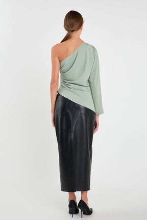 GREY LAB - Asymmetric Ruched Top - TOPS available at Objectrare