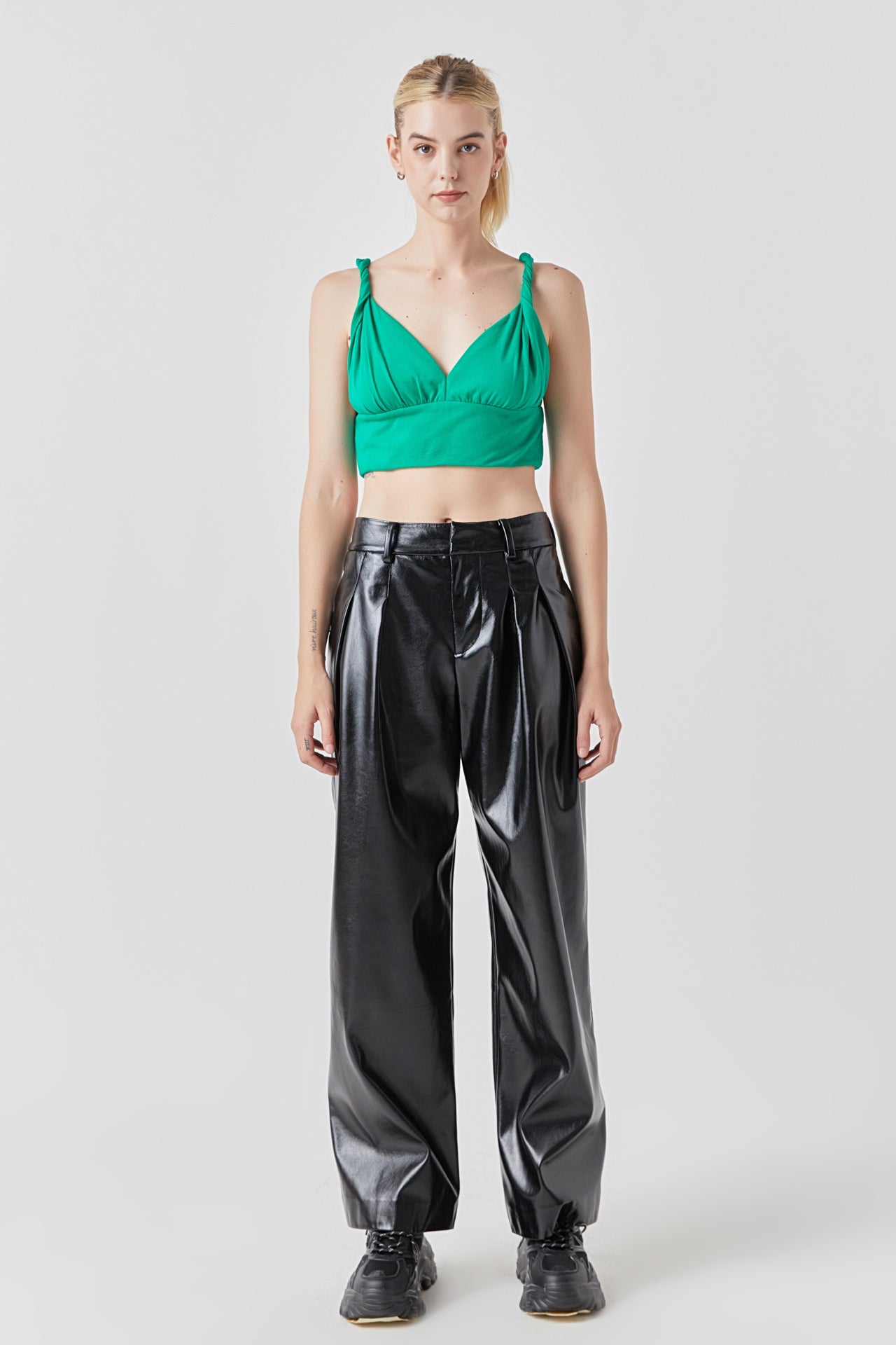 GREY LAB - Pleated Faux Leather Pants - PANTS available at Objectrare