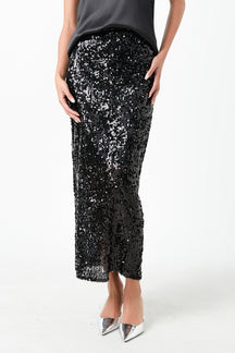 GREY LAB - Sequin Back Slit Maxi Skirt - SKIRTS available at Objectrare