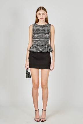 ENDLESS ROSE - Sequin Textured Peplum Top - TOPS available at Objectrare