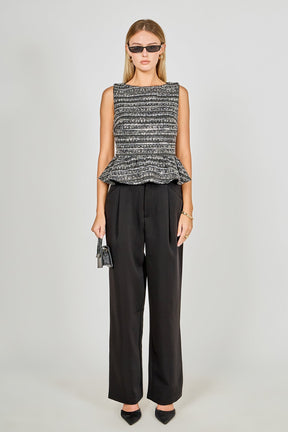 ENDLESS ROSE - Sequin Textured Peplum Top - TOPS available at Objectrare