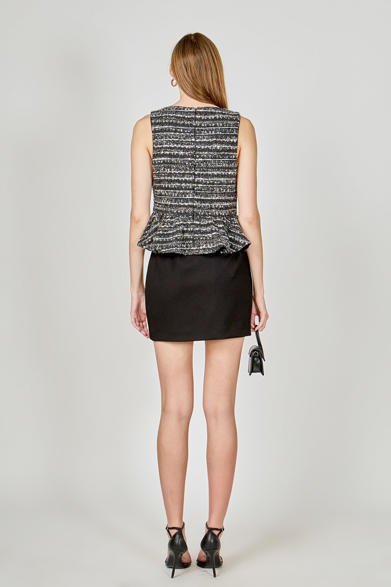 ENDLESS ROSE - Sequin Textured Peplum Top - TOPS available at Objectrare