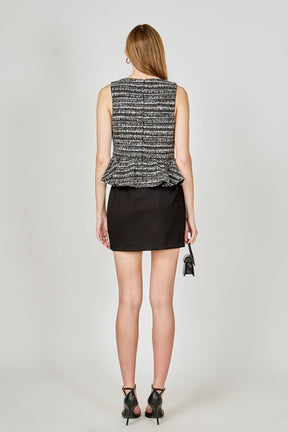 ENDLESS ROSE - Sequin Textured Peplum Top - TOPS available at Objectrare