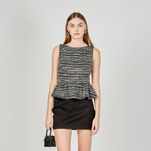 ENDLESS ROSE - Sequin Textured Peplum Top - TOPS available at Objectrare