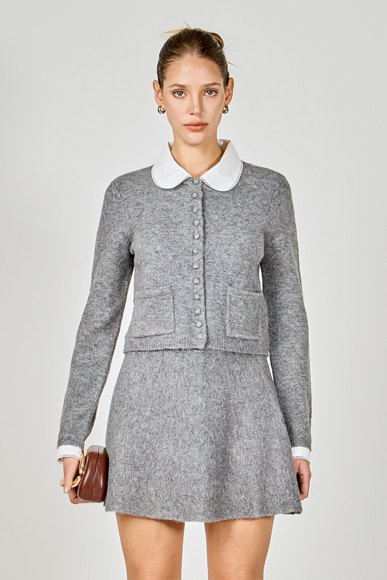 ENDLESS ROSE - Knit Cardigan with Peter Pan Collar - SWEATERS & KNITS available at Objectrare