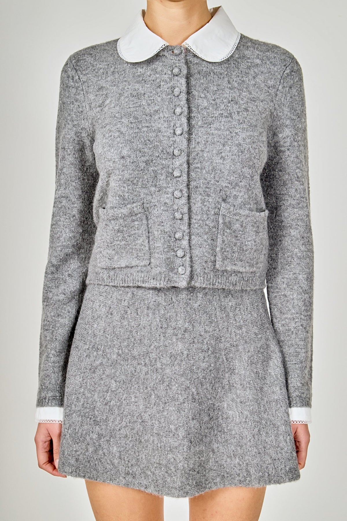 ENDLESS ROSE - Knit Cardigan with Peter Pan Collar - SWEATERS & KNITS available at Objectrare