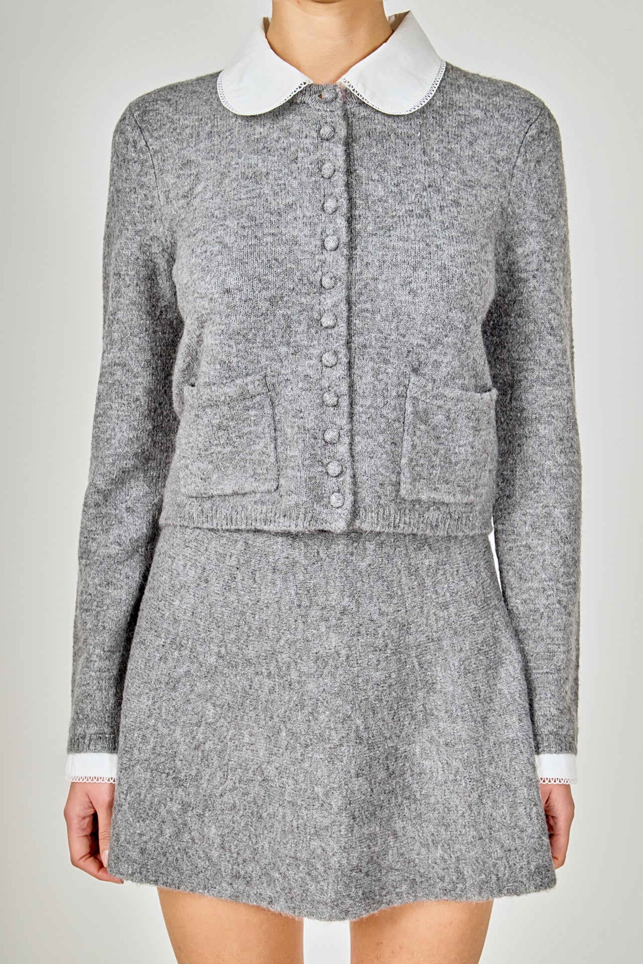 ENDLESS ROSE - Knit Cardigan with Peter Pan Collar - SWEATERS & KNITS available at Objectrare