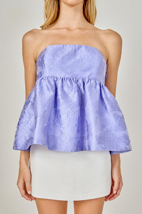 ENDLESS ROSE - Jacquard Babydoll Tube Top - TOPS available at Objectrare