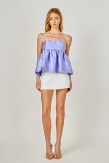 ENDLESS ROSE - Jacquard Babydoll Tube Top - TOPS available at Objectrare